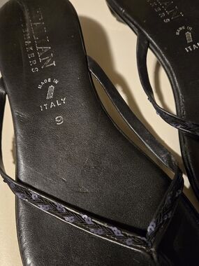 Italian Shoemakers Black Sandals with Purple Sequin Trim